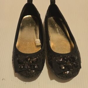 Black Embellished Girls Ballet Flats